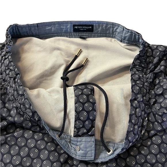 Peter Millar Blue and White Lined Swim Trunks Size XL - Picture 7 of 13